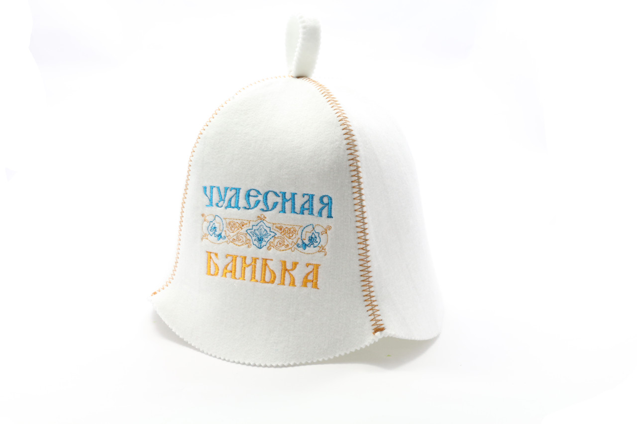 Шапка для сауни (біла), Чудова банька, штучне хутро, Saunapro