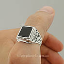 Чоловіча срібна печатка з великим чорним оніксом 19,5 розмір, фото 10