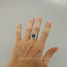 Чоловіча срібна печатка з великим чорним оніксом 19,5 розмір, фото 3