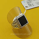 Чоловіча срібна печатка з великим чорним оніксом 19,5 розмір, фото 2