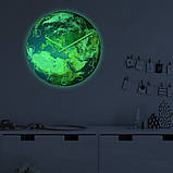 Годинник настінний "Планета Земля" світяться в темряві 30см в діаметрі, фото 2