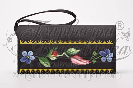 Пошитий чорний клатч для вишивання КЛ-036 Барвиста Вишиванка
