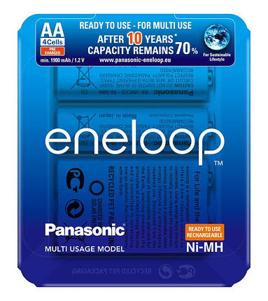 Акумулятор Panasonic Eneloop BK-3MCCE/4LE, AA/(HR6), 1900 mAh, LSD Ni-MH, Sliding Pack 4шт, фото 2