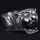 Чоловіча срібна печатка Лев / Тигр з срібла 925, фото 6