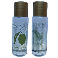 Одноразовий шампунь + гель 2 в 1 ORO VERDE на основі оливкової олії (флакон 20мл)