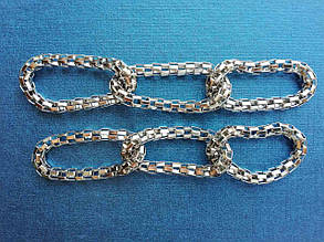 Ланцюг об'ємна три ланки для створення біжутерії сріблястого кольору