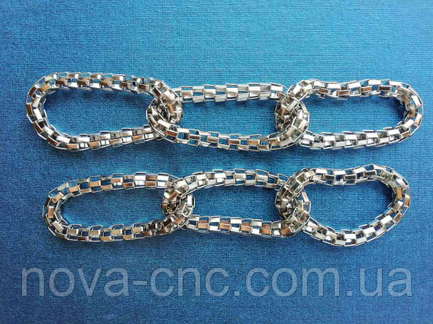 Ланцюг об'ємна три ланки для створення біжутерії сріблястого кольору, фото 1