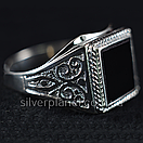 Шикарна чоловіча срібна печатка з оніксом з срібла 21 розмір, фото 2