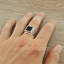 Срібне чоловіче кільце (печатка) з великим каменем оніксом 21.5 розмір, фото 7