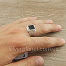 Шикарна чоловіча срібна печатка з оніксом з срібла 21 розмір, фото 5