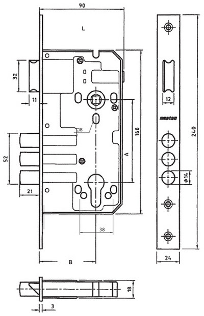 Схема замка Mul-T-Lock 1-WAY DIN 972 фото