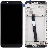 Дисплей (модуль) для Xiaomi Redmi 7a экран и сенсор с рамкой, черный высокого качества