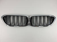 Ноздри BMW 5 Series G30 / G31 / F90 2017-2020 год Черные Глянцевые Хром Рамка ( Двойные M-Look )