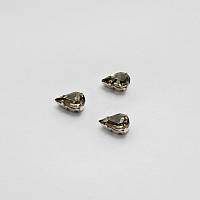Капли в цапах Preciosa (Чехия) 10х6 мм Black Diamond/серебро