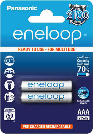 Акумулятор Panasonic Eneloop BK-4MCCE/2BE, AAA/(HR03), 750 mAh, LSD Ni-MH, блістер 2шт, фото 2