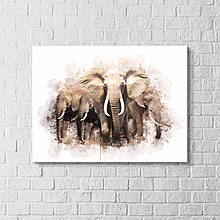 Слон полотно Картина слон Слони на стіну Постер слон Серій слон Картина на полотні Горизонтальна картина Слона