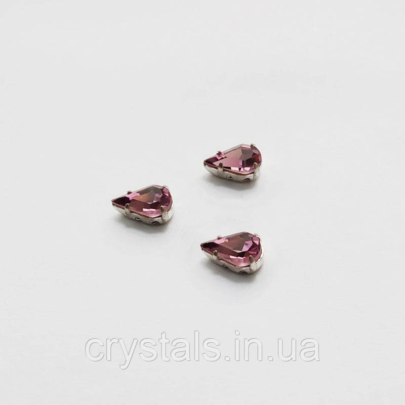 Краплі в ланцюгах Preciosa (Чехія) 10х6 мм Light Amethyst/срібло, фото 1