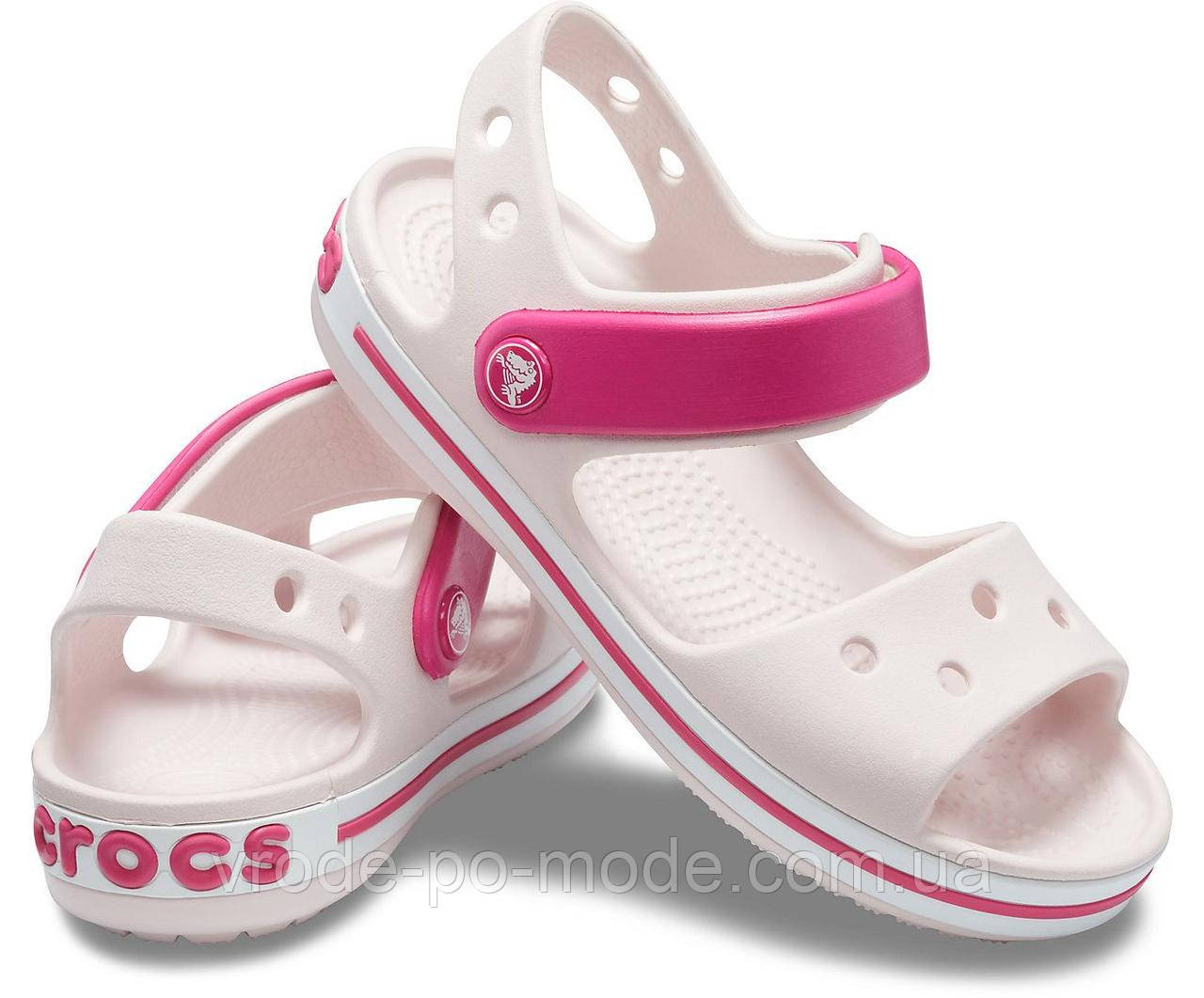 Дитячі зручні білі сандалі на липучці, літні легкі Crocs Sandal Kids піна для дівчаток, оригінал, фото 1