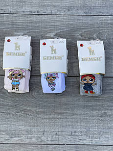 Дитячі колготи бавовна Бембі з ляльками Лол для дівчаток 3 пар/уп мікс 3х кольорів 1 рік