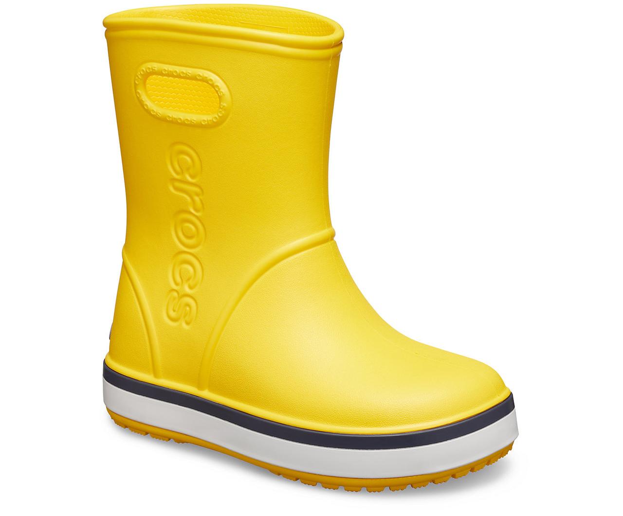 Чоботи гумові дитячі дощовики Крокси з смужкою / Crocs Kids Crocband Rain Boot (205827), Жовті 35
