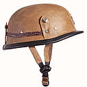 Шолом-каска німецька шкіра PU пісочний розмір L 59-60 см, фото 2