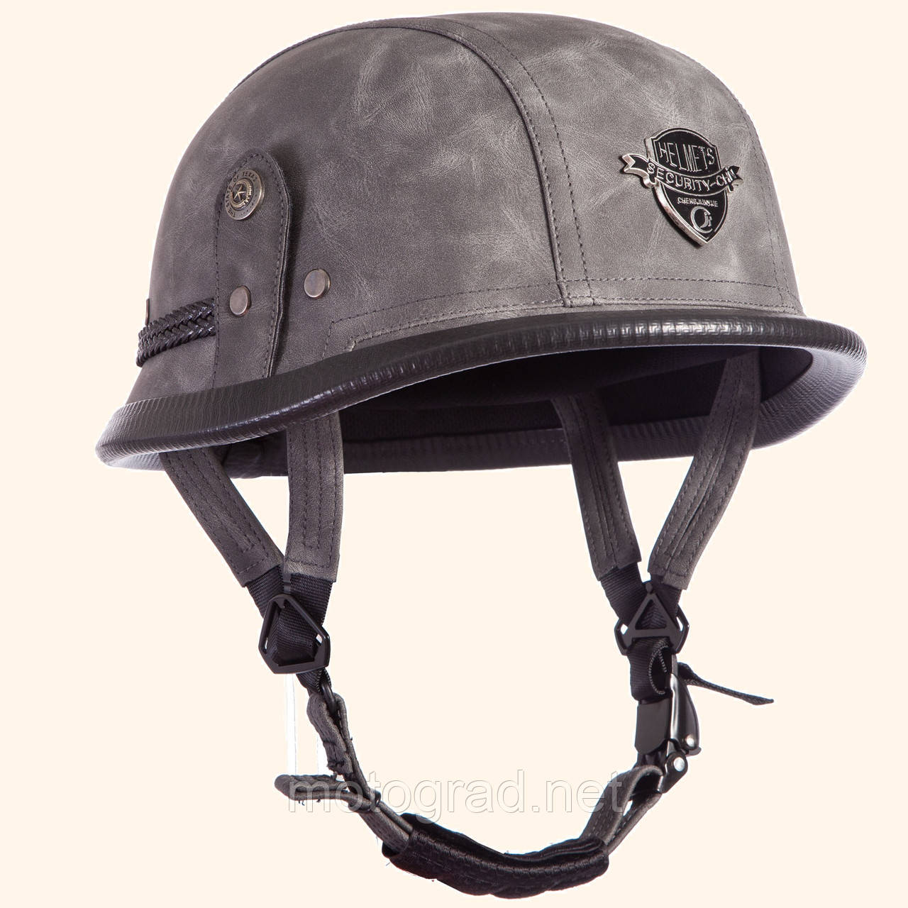 Шлем-каска немецкая кожа PU серая размер L 59-60 см, цена 1763 грн ...