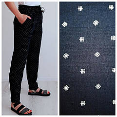 Літні жіночі штанці штани в дрібний квадратик, темно-сині (від виробника)