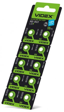 Батарейка Videx AG0 (LR521) Alkaline, 1.5 V, 100 шт.