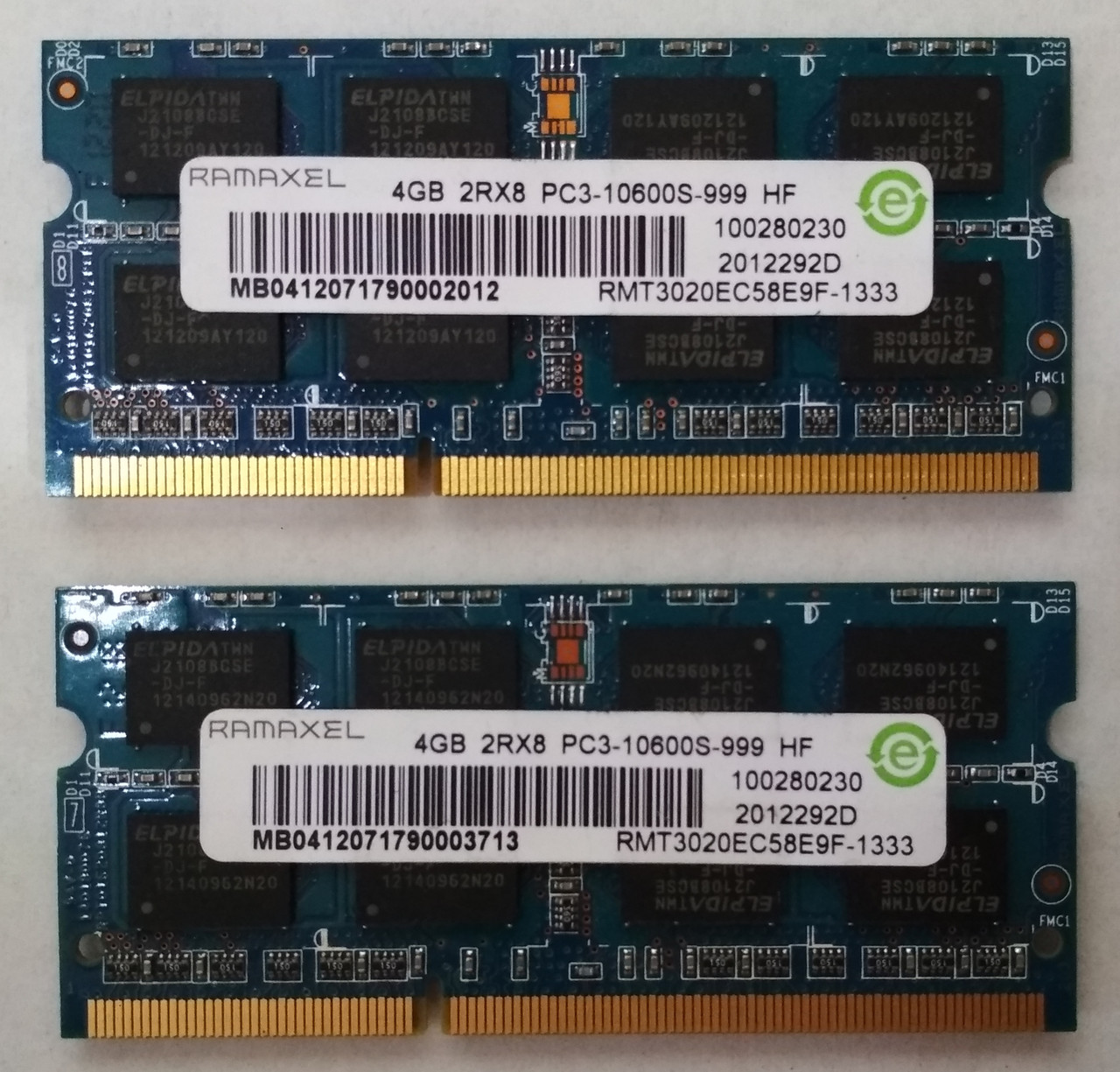 Для ноутбука 8GB 2x4GB DDR3 1333MHz Ramaxel PC3 10600S 2Rx8 RAM Оперативная  память