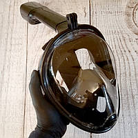 Маска для дайвинга, маска для снорклинга с креплением камеры Большая L\XL черная (Живые фото)