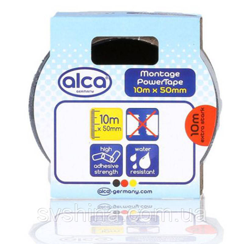 Чорна ізоляційна стрічка "PowerTape" Alca, 10m x 50mm, 554300