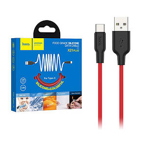 Кабель Type-C Hoco X21 Plus Silicone 1м (3A) Red