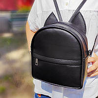 Рюкзак-сумка с ушками кота 17*20*7 см черный (RKU_007_BL)