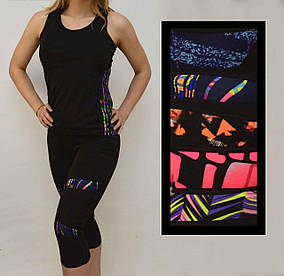 Костюм жіночий для фітнесу (Топ і капрі жіночі з яскравим принтом) S — XL Ластівка