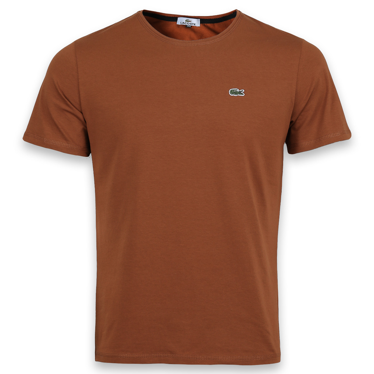 Футболка чоловіча св коричнева LACOSTE з патчем Ф-10 LBRN XL (Р) 20-819-020, фото 1
