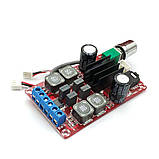Підсилювач звуку 2х50W клас D, модуль TPA3116 з регулятором гучності і радіатором охолодження, фото 2