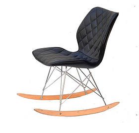 Крісло гойдалка Nolan Rack шкірозамінник чорний, дизайн Charles Eames RAR Rocker Chair