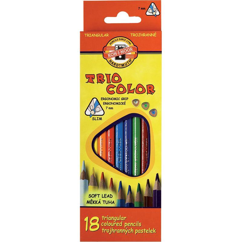 Набір кольорових олівців 18 штук Koh-i-noor Triocolor 3133 тригранні