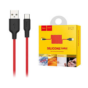 Кабель Type-C Hoco X21 Silicone 1м White Red