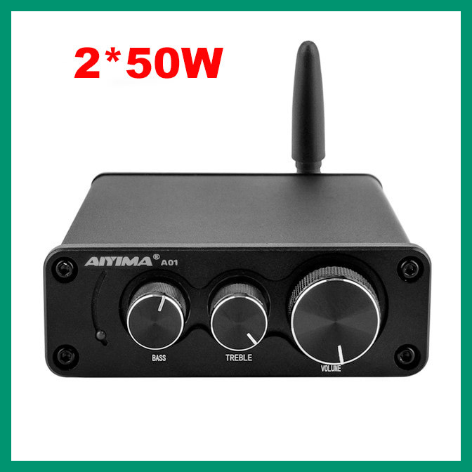 Усилитель звука AIYIMA A01 TPA3116, 2 х 50Вт, Bluetooth 5, Black - фото 1 - id-p1211050354