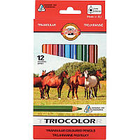 Карандаши цветные 12 штук Koh-i-noor Triocolor Jumbo Horses 3142