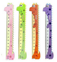 Лінійка дерев'яна, 14 см "Динозавр"