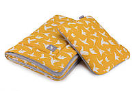 Плед с подушкой Cottonmoose Cotton Velvet 408/85/117 origami cotton velvet gray (оранжевый (оригами) с серым