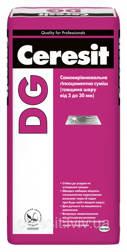 Самовирівнююча гіпсово-цементна суміш CERESIT DG 25 кг купити Львів