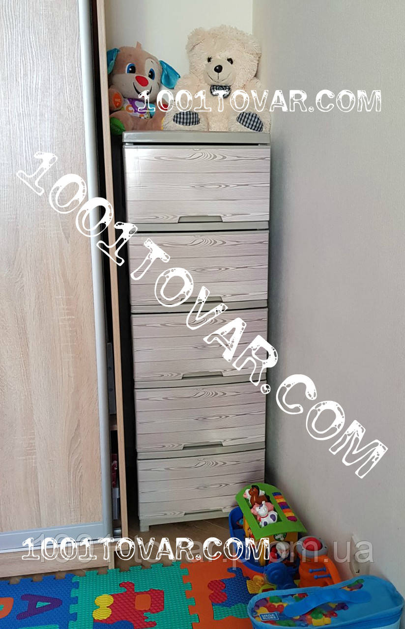 Комод пластиковий, з малюнком Дерево кремове, 5 ящиків, Алеана, фото 1