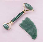 Ролик для особи і скребок гуаша з нефриту JADE ROLLER, фото 2