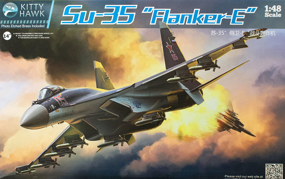 Су-35 Фланкер Е. Збірна пластикова модель літака в масштабі 1/48. KITTY HAWK 80142