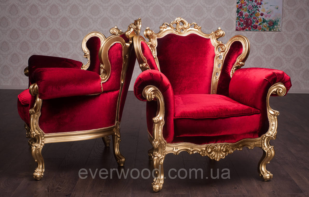 Мягкое кресло в стиле Барокко "Белла" от производителя, из натурального дерева, французский стиль, эксклюзив - фото 3 - id-p991485972