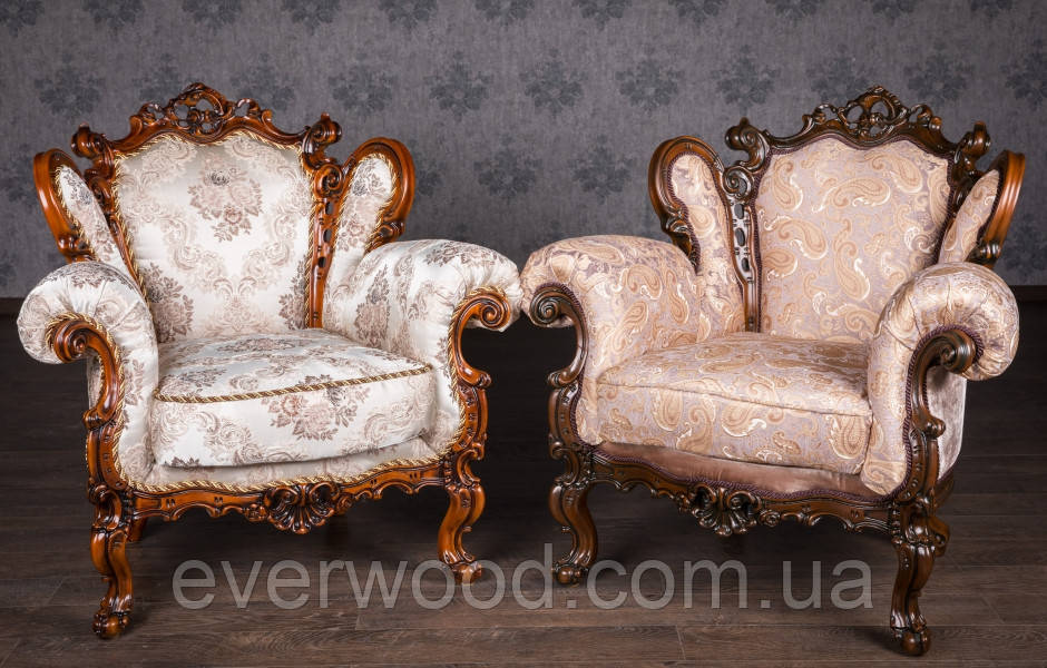 Мягкое кресло в стиле Барокко "Белла" от производителя, из натурального дерева, французский стиль, эксклюзив - фото 2 - id-p991485972