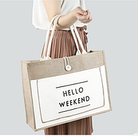 Сумка льняная Hello Weekend GABWE плетеная М Белый